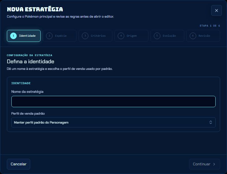Primeira etapa do Console, com os campos Nome da estratégia e Perfil de venda padrão.