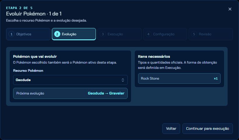 Tela real com Recurso Pokémon, próxima evolução de Geodude para Graveler e Rock Stone necessária.