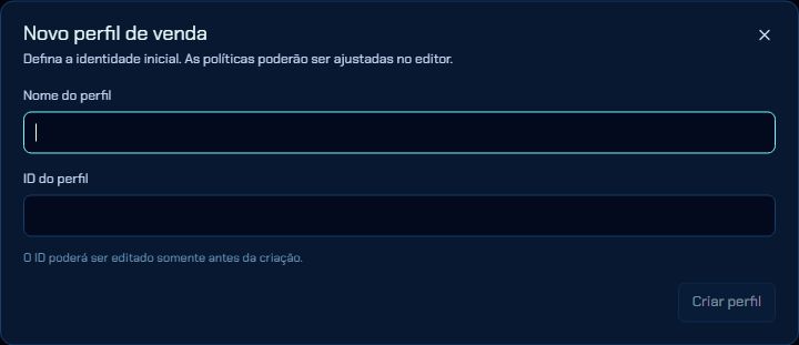 Formulário real de novo perfil de venda com nome e ID.